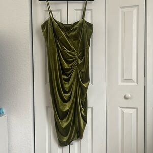 Green evening cocktail dress